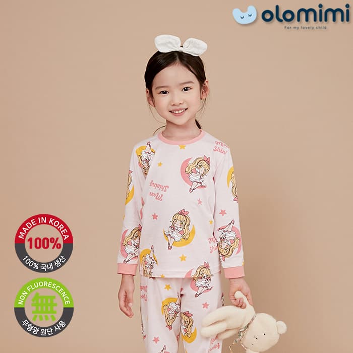 _OLOMIMI_ KOREA 21FW Kids Pajamas_sleepwear_30S SINGLE Long Sleeves_PRINCESS MOON
